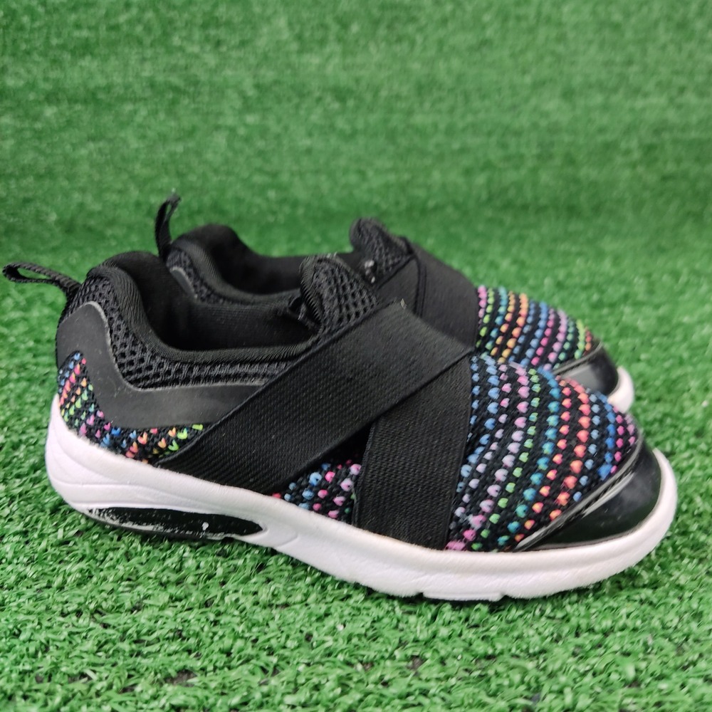 Wonder Nation Sneakers Kids Size 6 Black Rainbow Knit Slip On GWN4DP011 Athletic